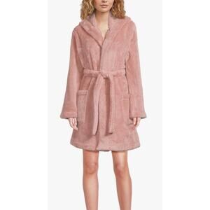 Ugg S Aarti Robe Plush Fleece Pajama Dusk Pink Hooded Cozy Belted NEW $100